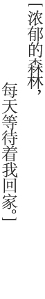 「豊かな森が、わたしの帰りを待っている。」